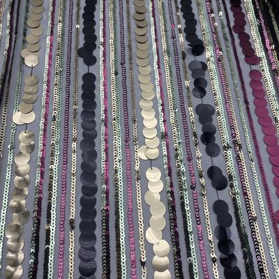 ποιότητας  Elegant QUICK DRY stripe polyester mesh with sequin embroidery fabric for evening dress εργοστάσιο